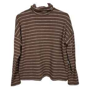 Madewell Brown and White Striped Long Sleeve Tee